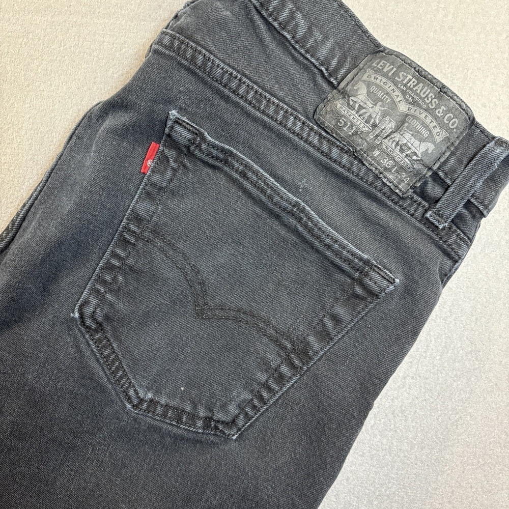 Levis 511 Jeans Mens 36x34 Black Denim BLACK LABEL Slim Fit Stretch Tapered Leg